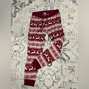 Red and White Reindeer Pattern Pajama Pants